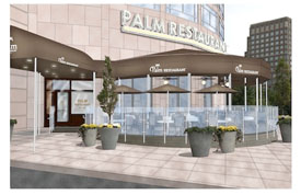 rendering of the palm restaurant on the Boston greenway