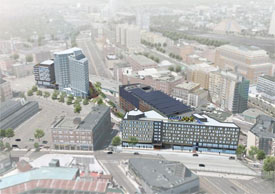 Rendering of mixed-use development in Fenway Center Boston