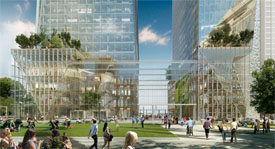 rendering of the proposed towers at Boston Harbor